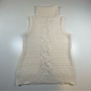 Eva Mendes NY&C Cream Cable Knit Sleeveless Turtleneck Sweater Size L